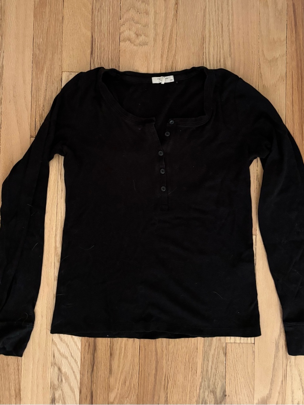 rag & bone Black Long-Sleeve Henley Top